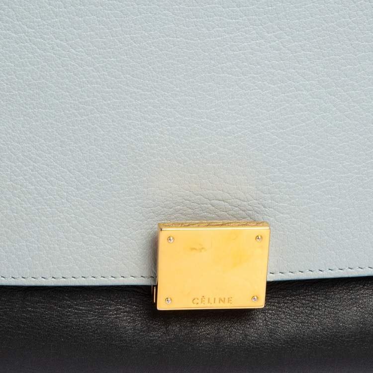 Pre Owned Celine Tri Color Leather and Suede Medium Trapeze Top Handle Bag