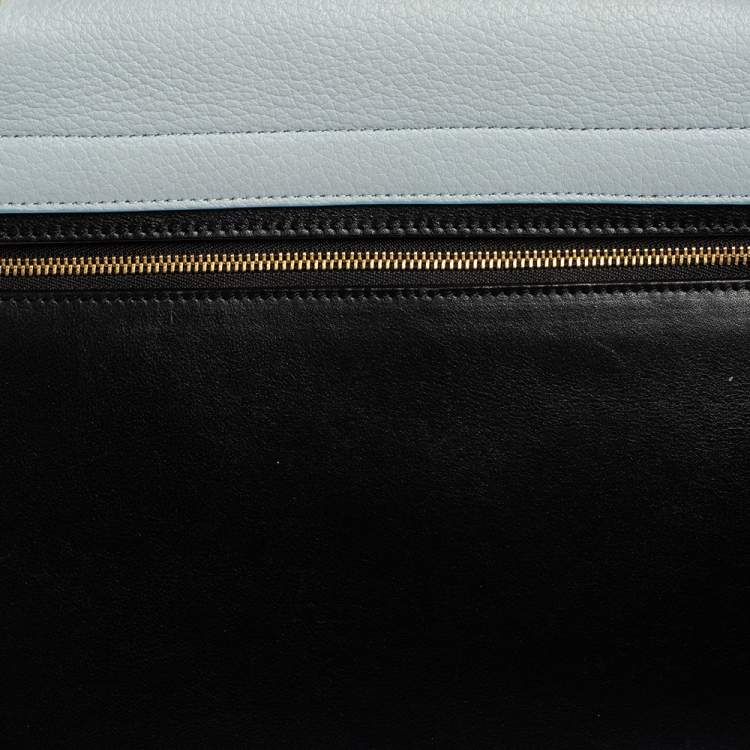 Pre Owned Celine Tri Color Leather and Suede Medium Trapeze Top Handle Bag