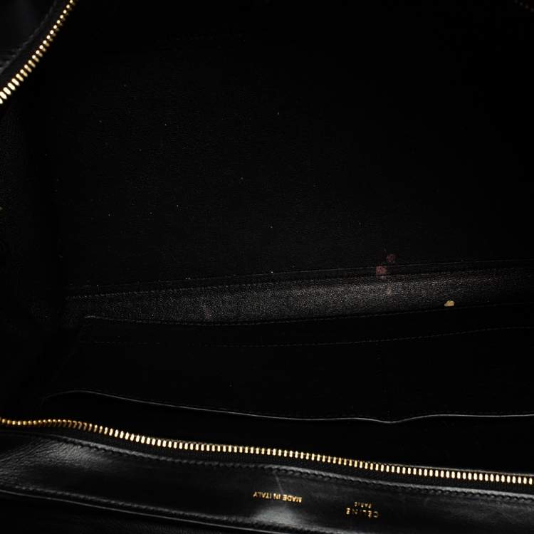 Pre Owned Celine Tri Color Leather and Suede Medium Trapeze Top Handle Bag