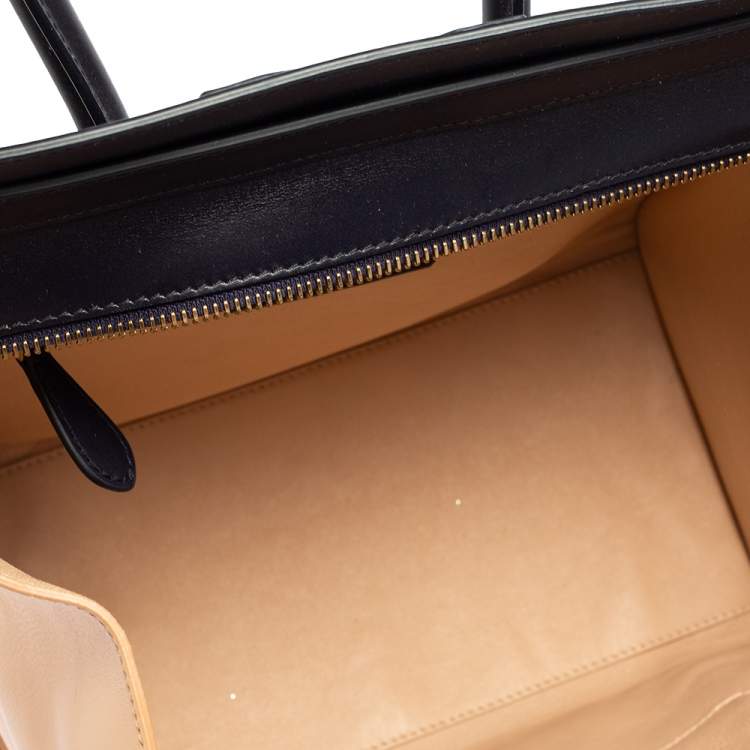 Pre Owned Celine Tricolor Leather Mini Luggage Tote 