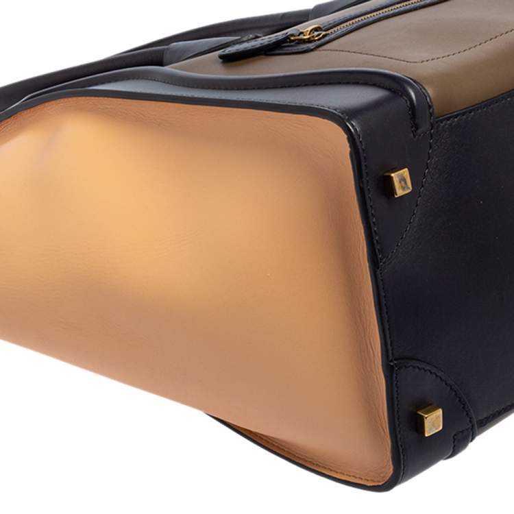 Pre Owned Celine Tricolor Leather Mini Luggage Tote 