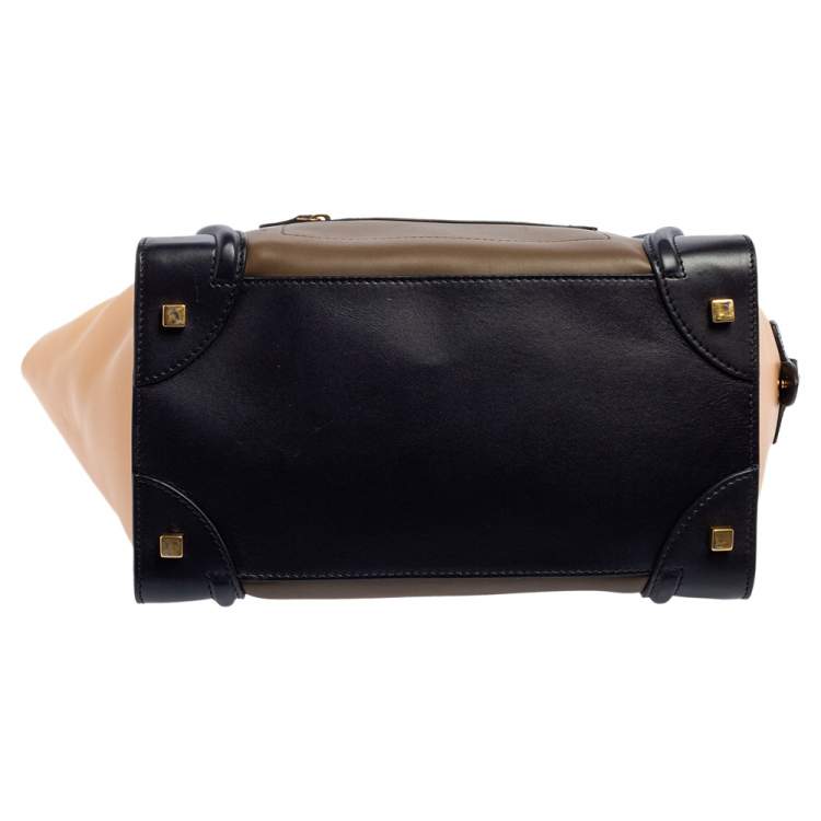 Pre Owned Celine Tricolor Leather Mini Luggage Tote 