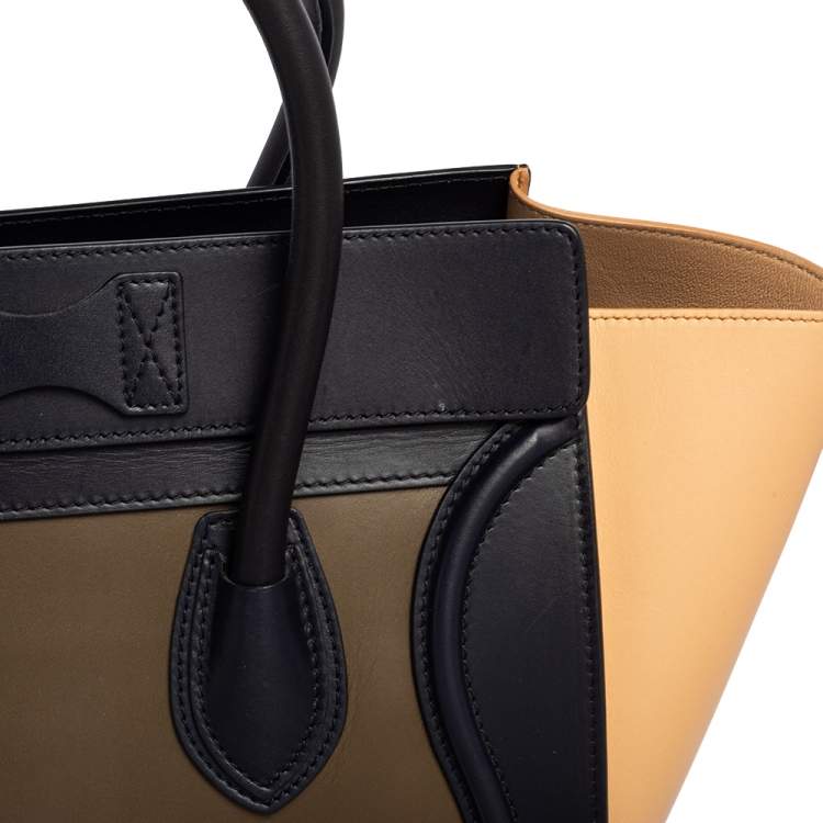 Pre Owned Celine Tricolor Leather Mini Luggage Tote 