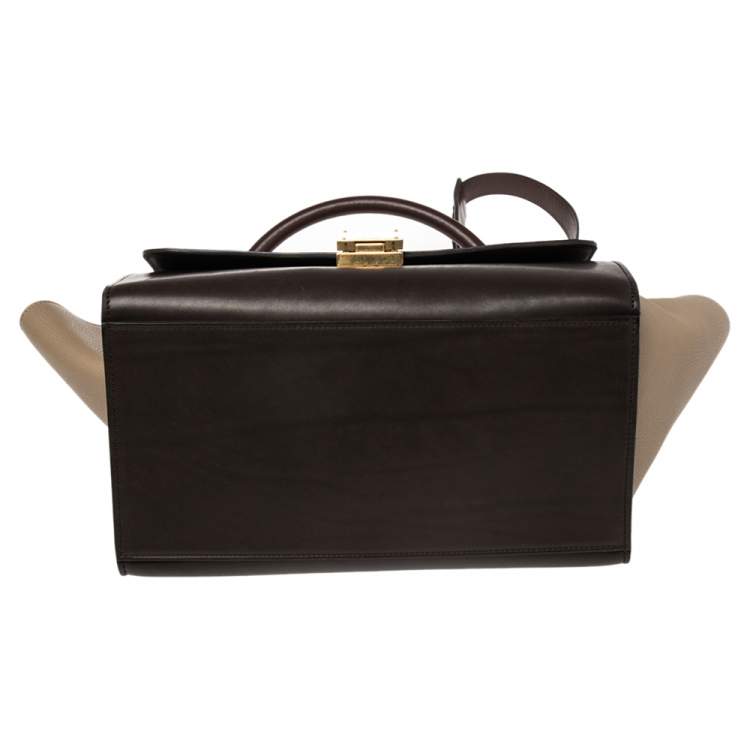 Pre Owned Celine Tri Color Leather Mini Trapeze Top Handle Bag