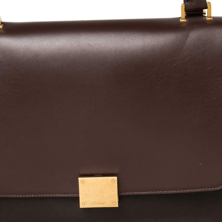 Pre Owned Celine Tri Color Leather Mini Trapeze Top Handle Bag