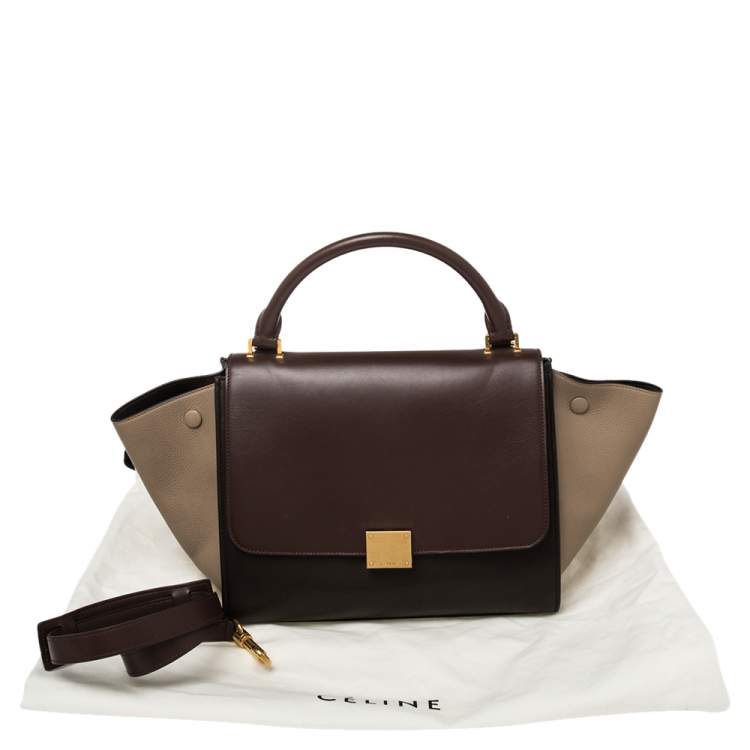 Pre Owned Celine Tri Color Leather Mini Trapeze Top Handle Bag