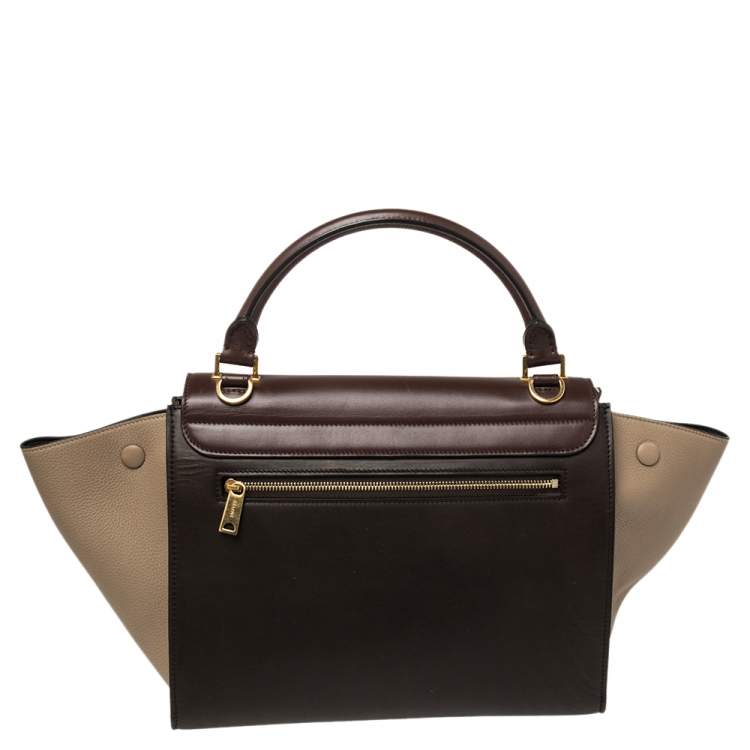 Pre Owned Celine Tri Color Leather Mini Trapeze Top Handle Bag