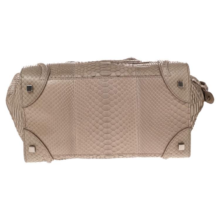 Pre Owned Celine Beige Python Mini Luggage Tote