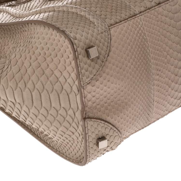 Pre Owned Celine Beige Python Mini Luggage Tote