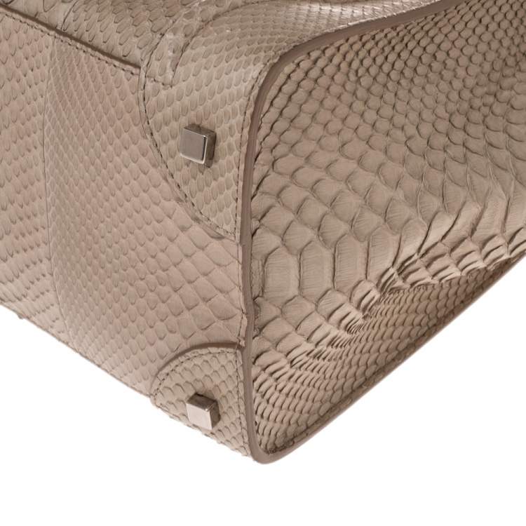 Pre Owned Celine Beige Python Mini Luggage Tote
