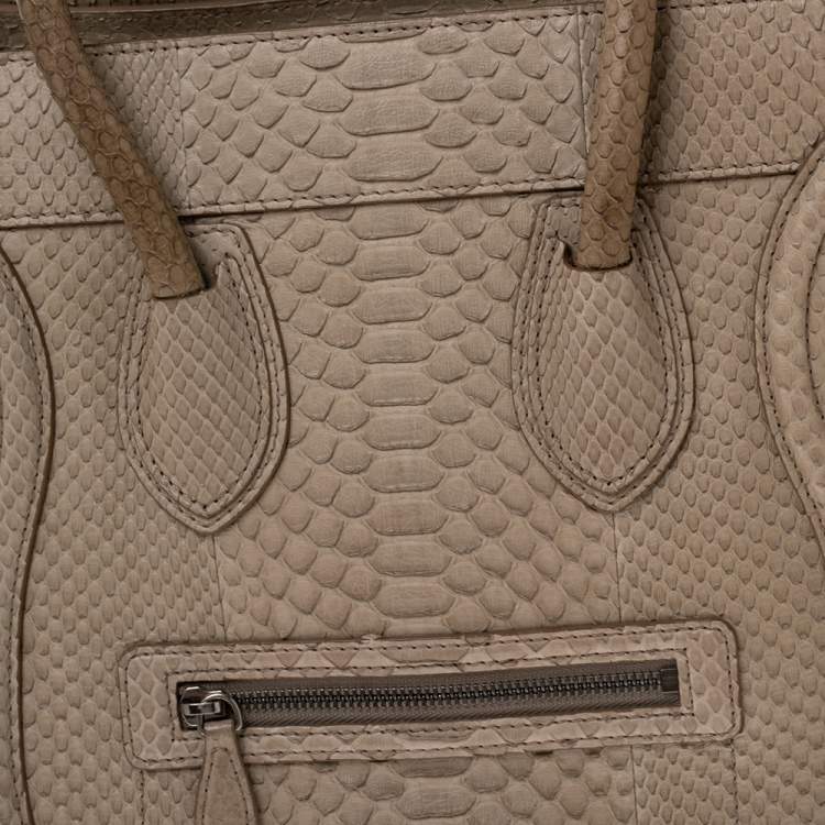 Pre Owned Celine Beige Python Mini Luggage Tote
