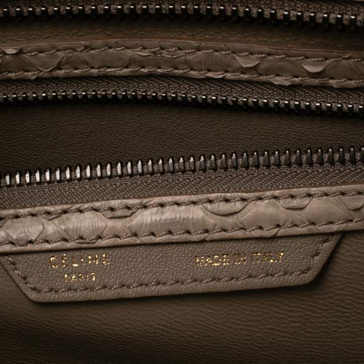 Pre Owned Celine Beige Python Mini Luggage Tote