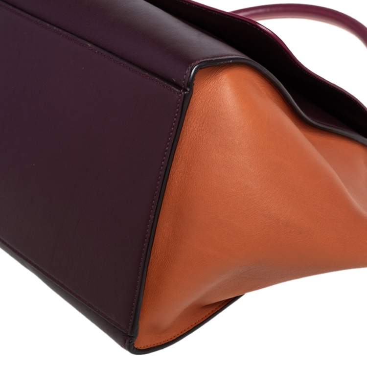 Pre Owned Celine Tri Color Leather Medium Trapeze Top Handle Bag
