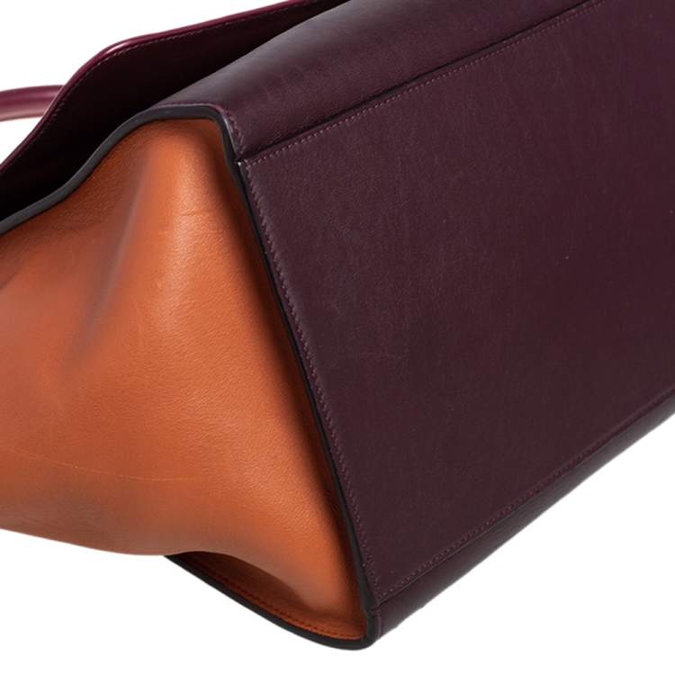 Pre Owned Celine Tri Color Leather Medium Trapeze Top Handle Bag