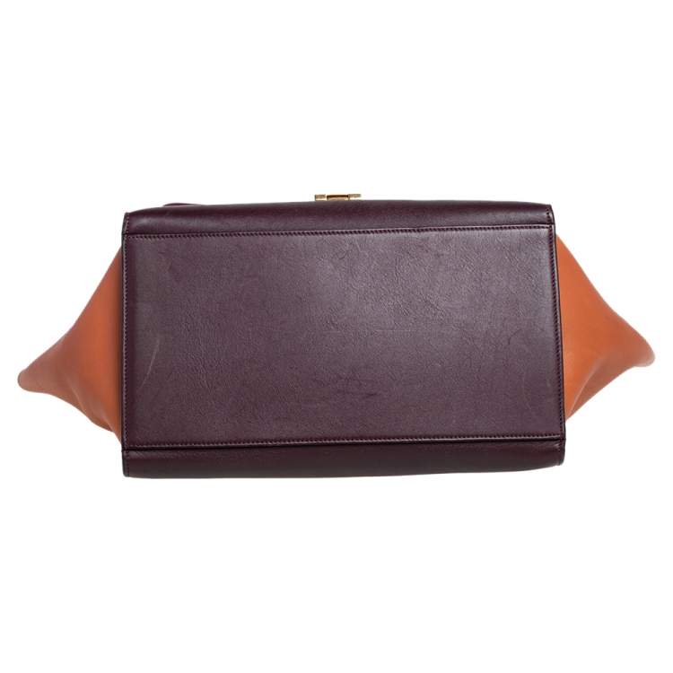 Pre Owned Celine Tri Color Leather Medium Trapeze Top Handle Bag
