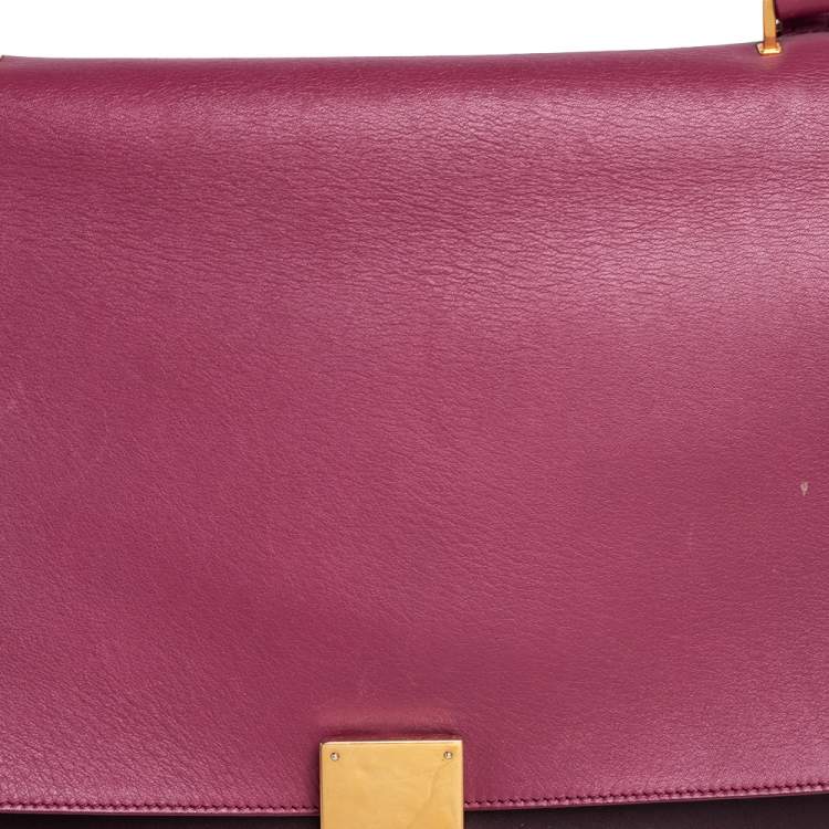Pre Owned Celine Tri Color Leather Medium Trapeze Top Handle Bag