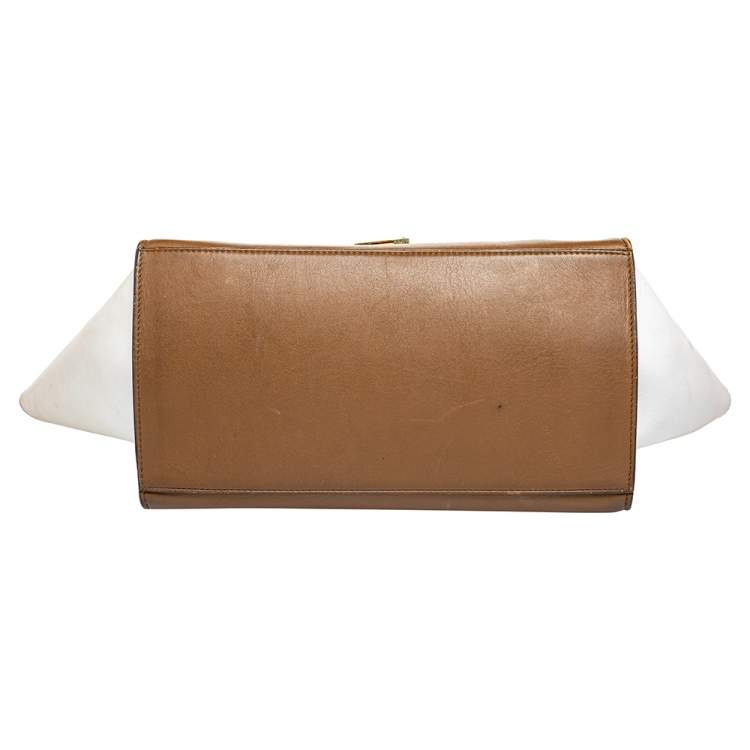 Pre Owned Celine Tricolor Leather and Suede Medium Trapeze Top Handle Bag