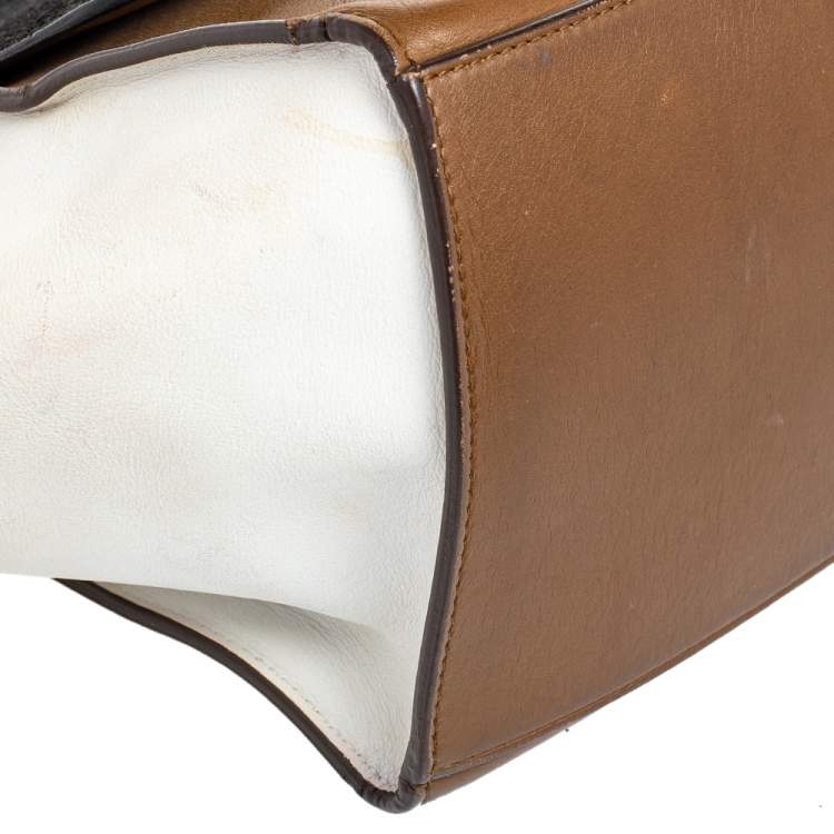 Pre Owned Celine Tricolor Leather and Suede Medium Trapeze Top Handle Bag