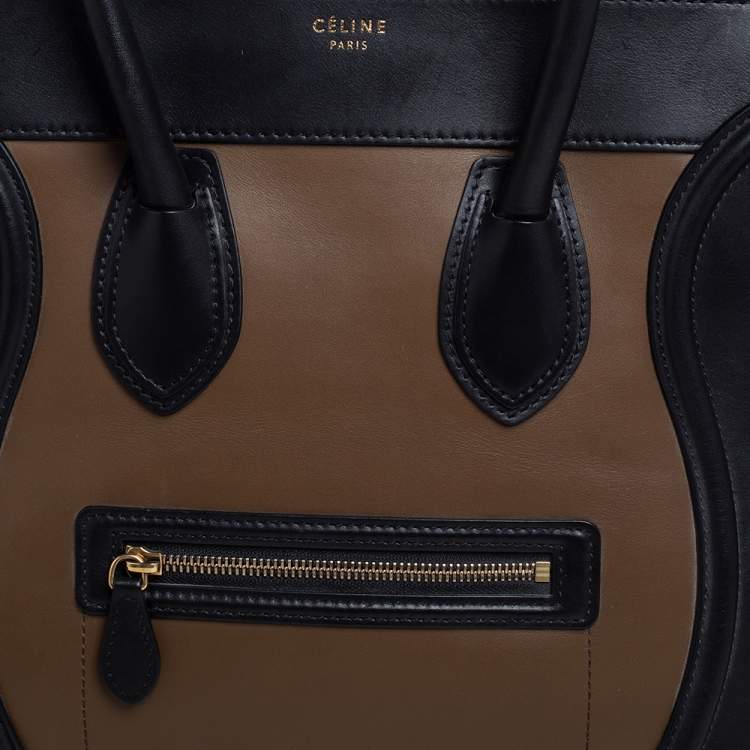 Pre Owned Celine Tri Color Leather and Suede Mini Luggage Tote