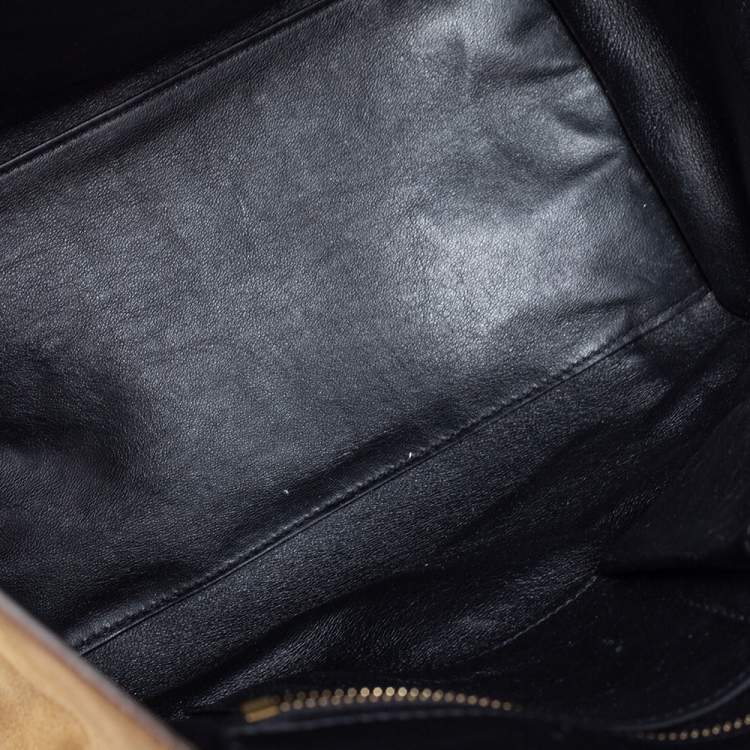 Pre Owned Celine Tri Color Leather and Suede Mini Luggage Tote