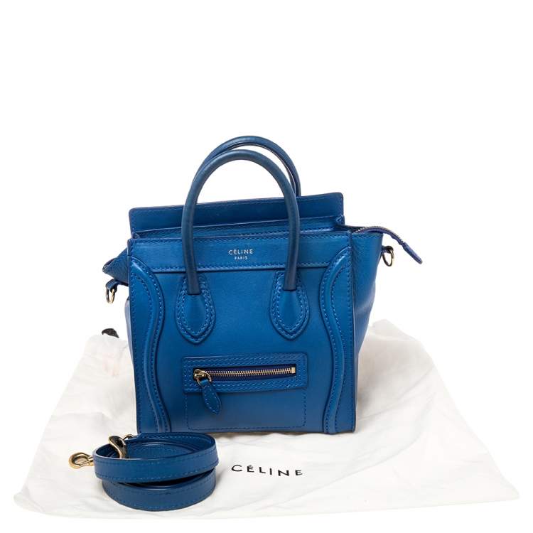 Pre Owned Céline Blue Leather Nano Luggage Tote