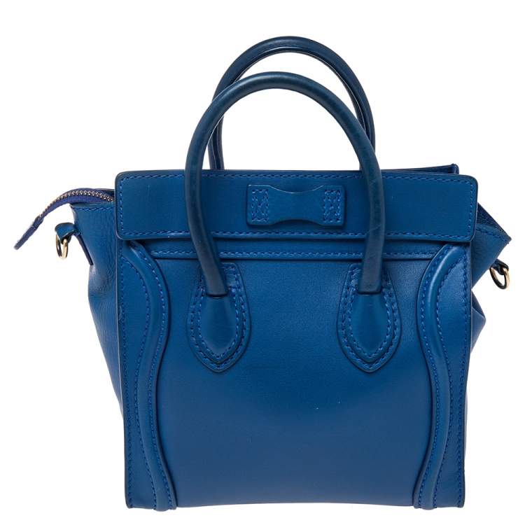 Pre Owned Céline Blue Leather Nano Luggage Tote