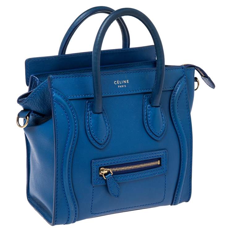 Pre Owned Céline Blue Leather Nano Luggage Tote