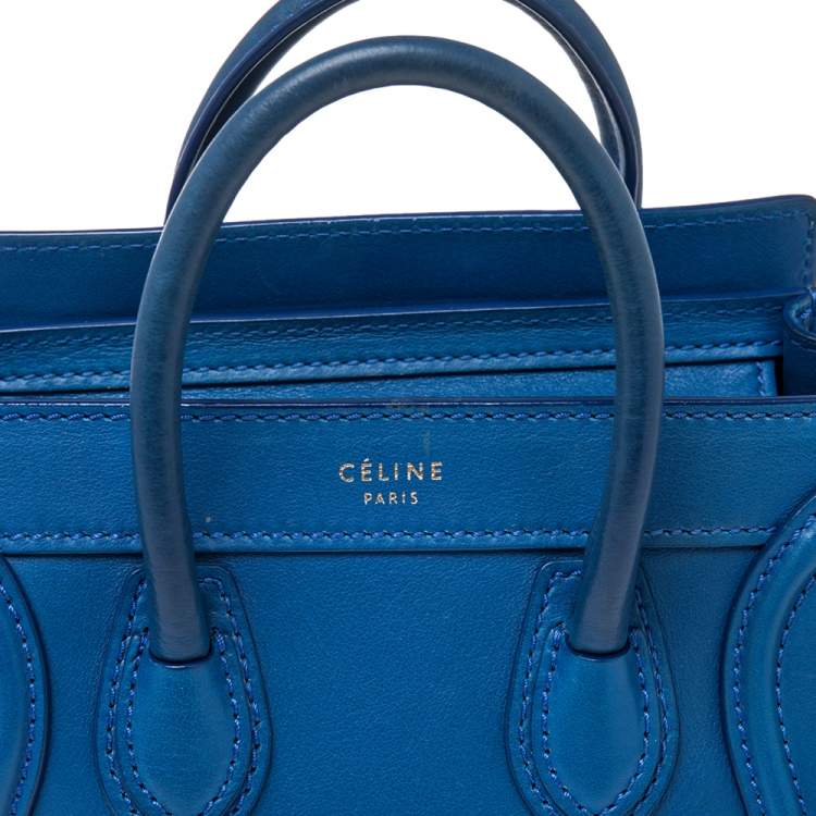 Pre Owned Céline Blue Leather Nano Luggage Tote