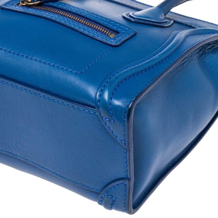 Pre Owned Céline Blue Leather Nano Luggage Tote