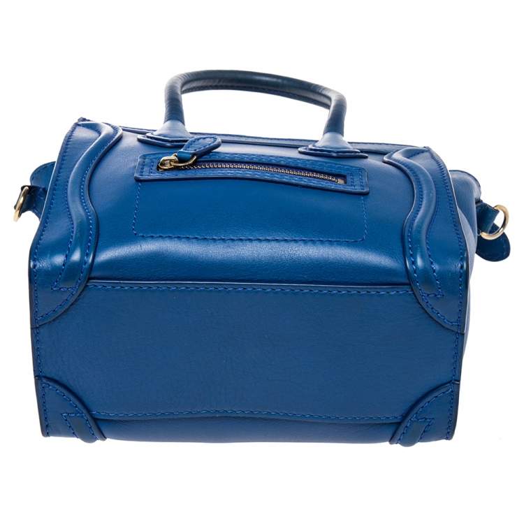 Pre Owned Céline Blue Leather Nano Luggage Tote