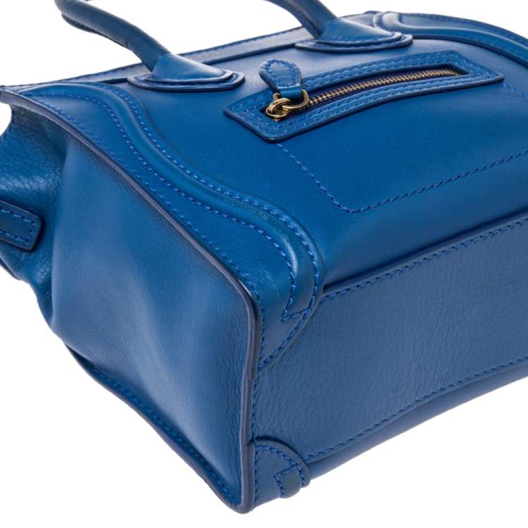 Pre Owned Céline Blue Leather Nano Luggage Tote