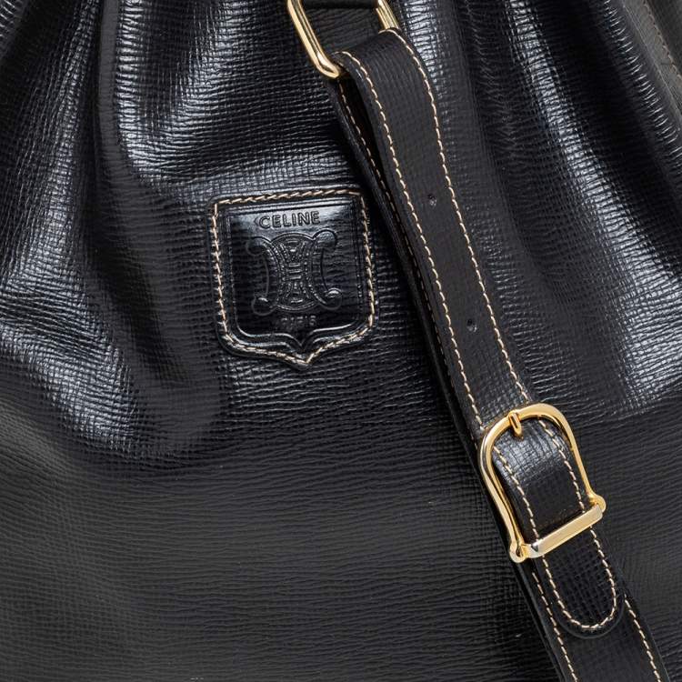 Pre Owned Celine Black Leather Drawstring Bucket Bag