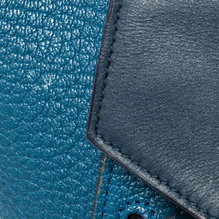 Pre Owned Celine Two Tone Blue Leather Mini Belt Top Handle Bag