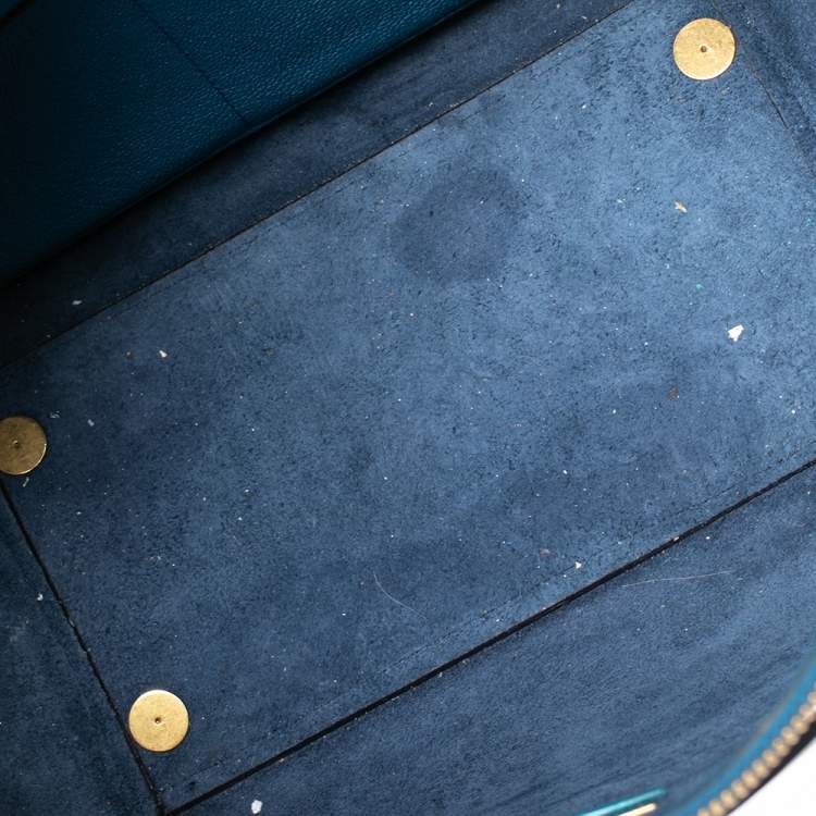 Pre Owned Celine Two Tone Blue Leather Mini Belt Top Handle Bag
