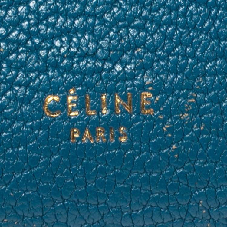 Pre Owned Celine Two Tone Blue Leather Mini Belt Top Handle Bag