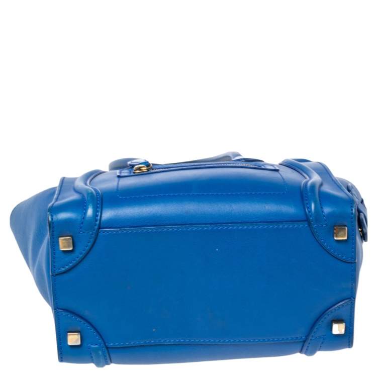 Pre Owned Celine Blue Leather Micro Luggage Tote