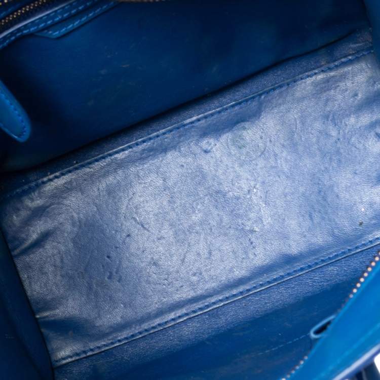 Pre Owned Celine Blue Leather Micro Luggage Tote