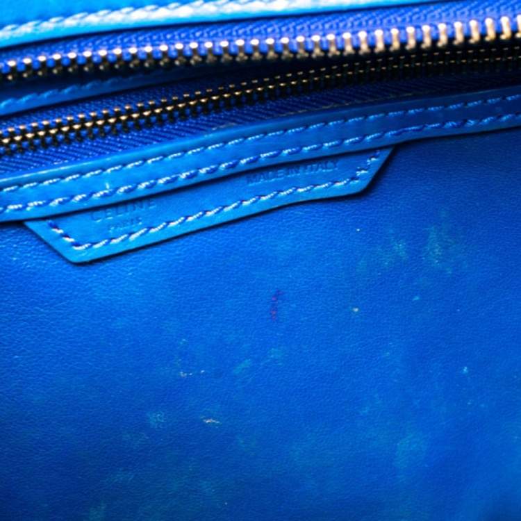 Pre Owned Celine Blue Leather Micro Luggage Tote
