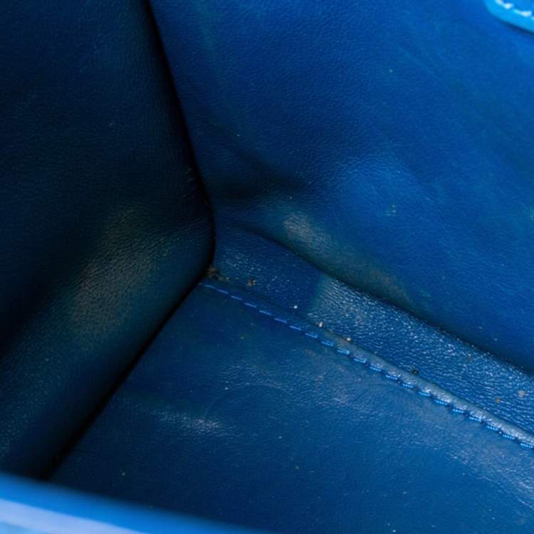 Pre Owned Celine Blue Leather Micro Luggage Tote