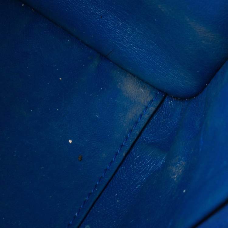 Pre Owned Celine Blue Leather Micro Luggage Tote