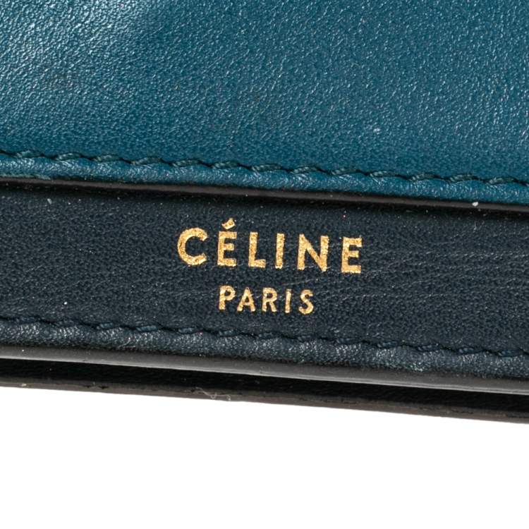 Pre Owned Celine Tricolor Leather Flap  Multifunction Compact Wallet