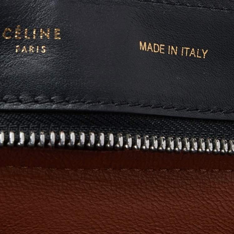 Pre Owned Celine Tricolor Leather and Suede Medium Trapeze Top Handle Bag