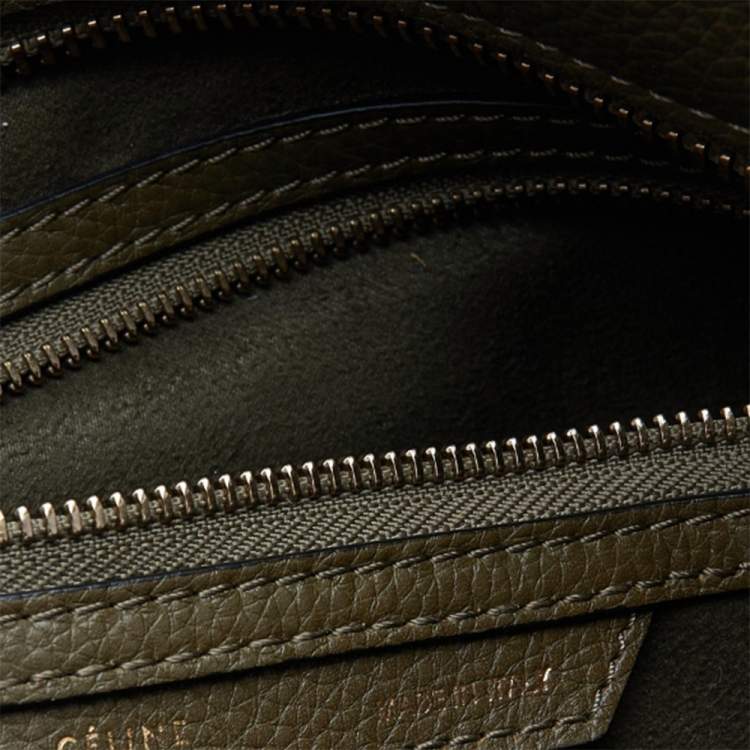 Pre Owned Celine Olive Green Leather Mini Luggage Tote