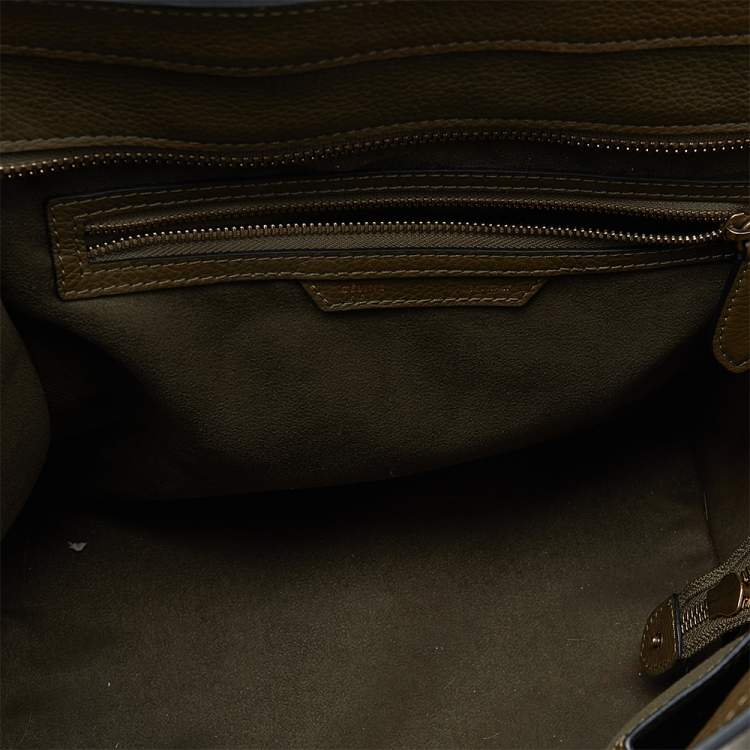 Pre Owned Celine Olive Green Leather Mini Luggage Tote