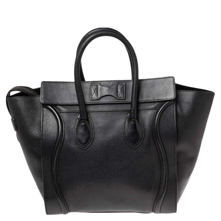 Pre Owned Celine Black Leather Mini Luggage Tote