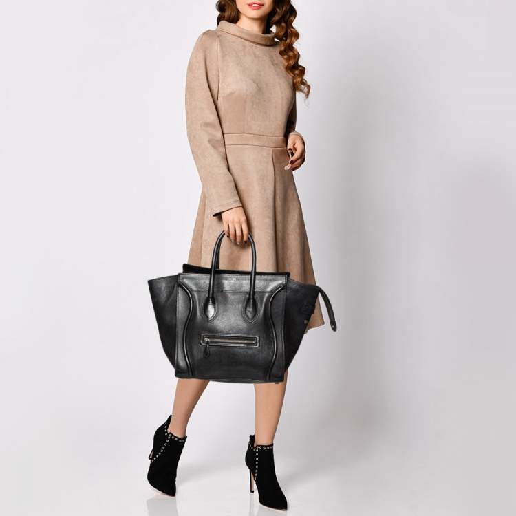 Pre Owned Celine Black Leather Mini Luggage Tote