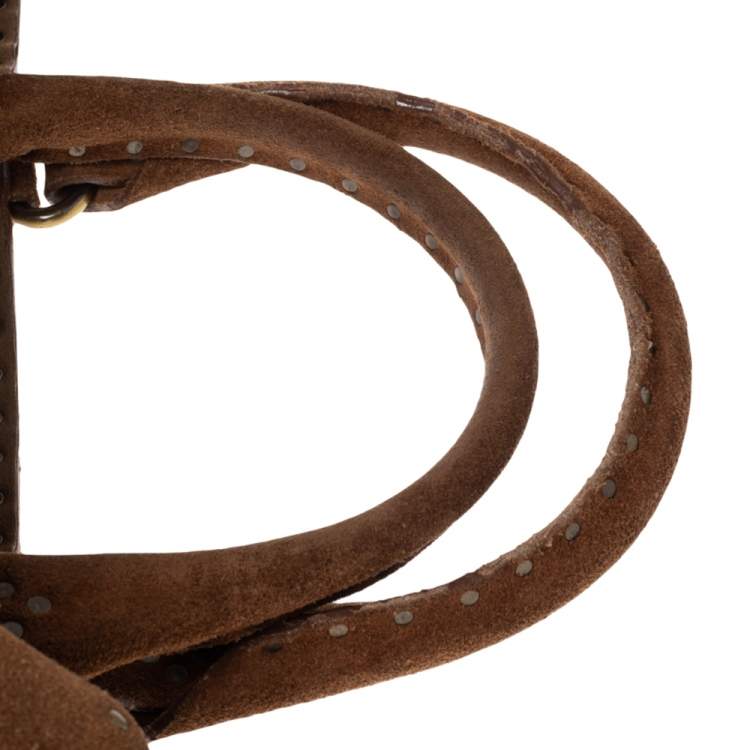 Pre Owned Celine Brown Nubuck Leather Boogie Shopper Tote  