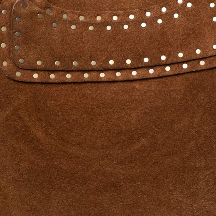Pre Owned Celine Brown Nubuck Leather Boogie Shopper Tote  