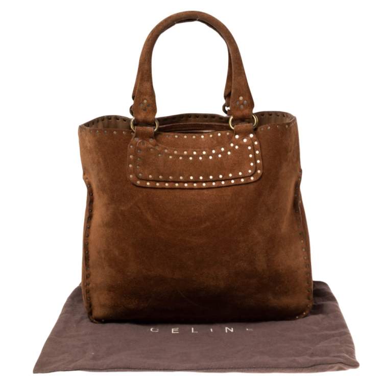Pre Owned Celine Brown Nubuck Leather Boogie Shopper Tote  
