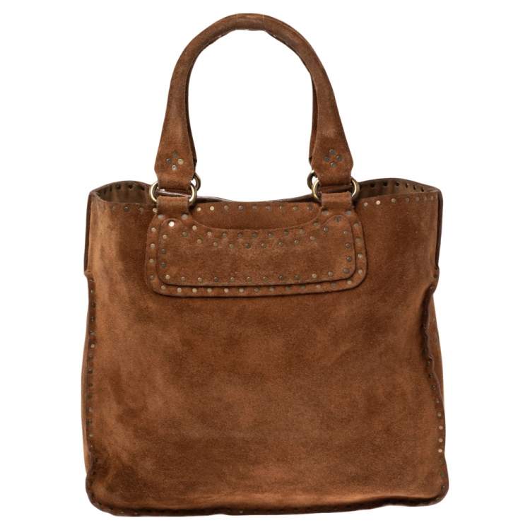 Pre Owned Celine Brown Nubuck Leather Boogie Shopper Tote  
